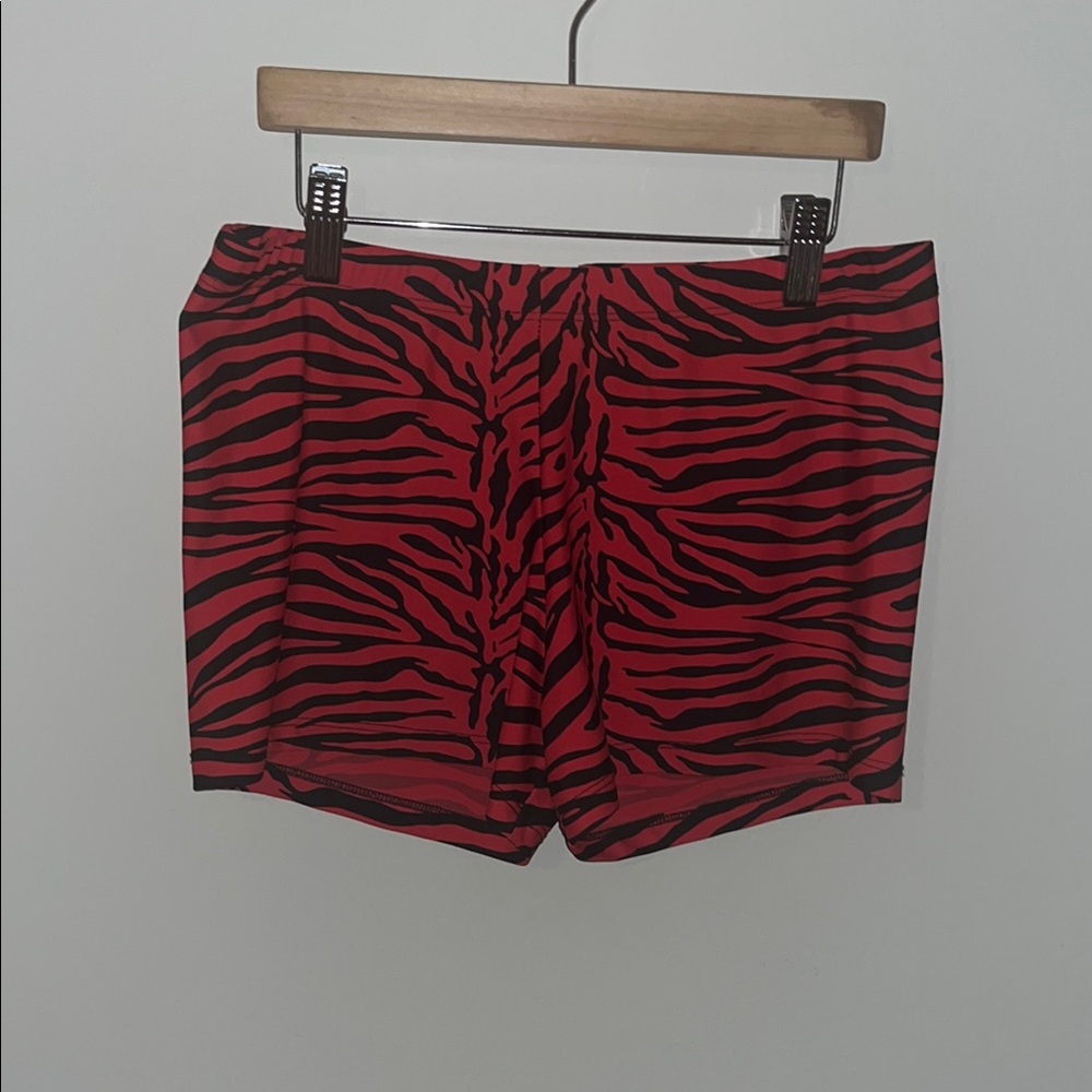 Zebra Print Red and Black Women Shorts